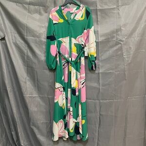 Vibrant Floral Long Sleeve Maxi Dress